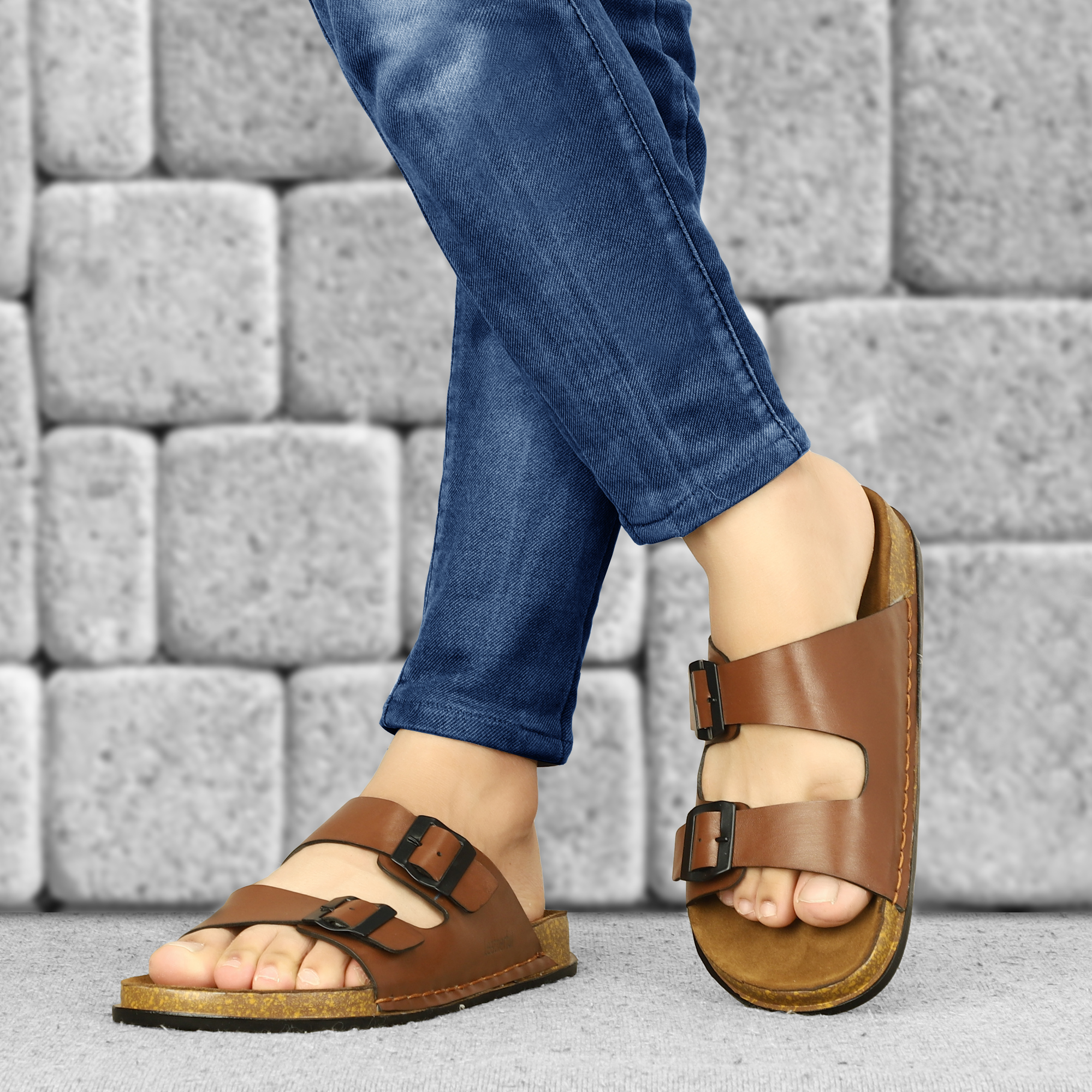 Leatherful Men's premium leather slipper | Genuine Leather upper | Suede Leather Insole | PU sole | Stylish flip flop for men | Birkenstock - Image 15