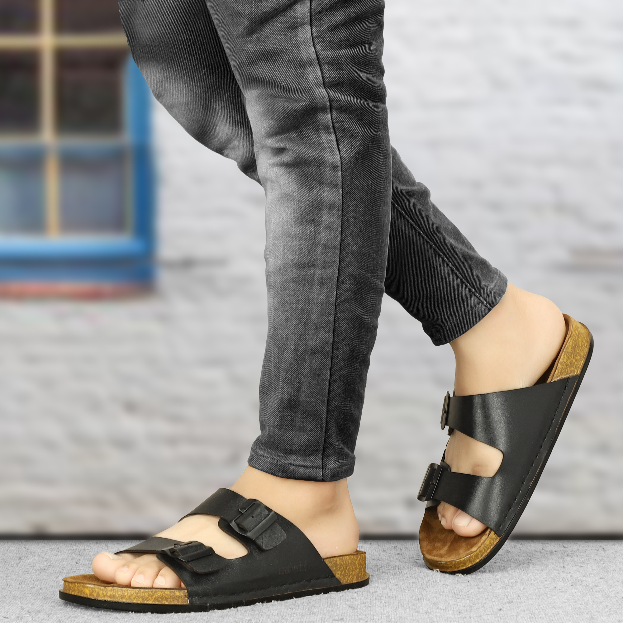 Leatherful Men's premium leather slipper | Genuine Leather upper | Suede Leather Insole | PU sole | Stylish flip flop for men | Birkenstock - Image 21