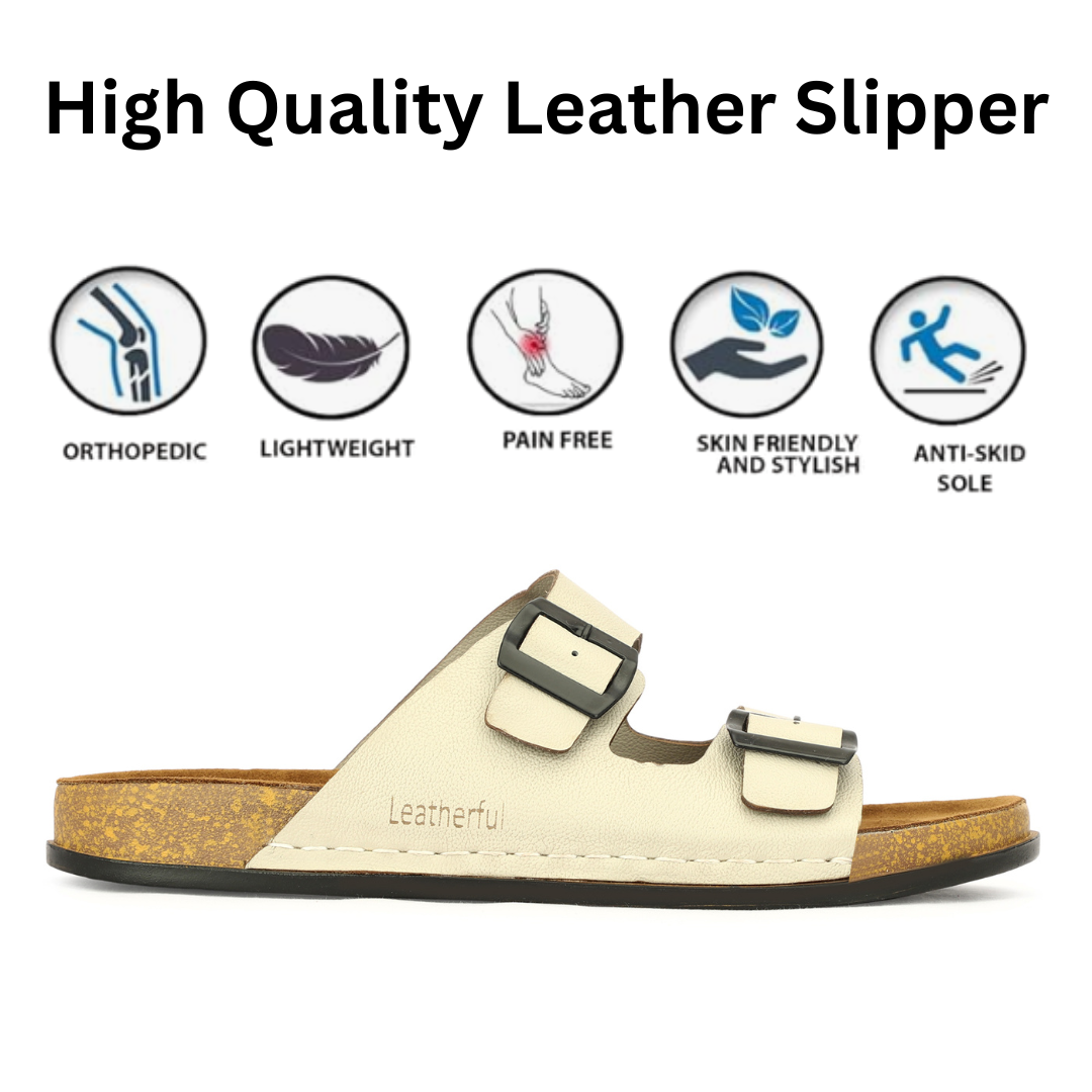 Leatherful Men's premium leather slipper | Genuine Leather upper | Suede Leather Insole | PU sole | Stylish flip flop for men | Birkenstock - Image 4