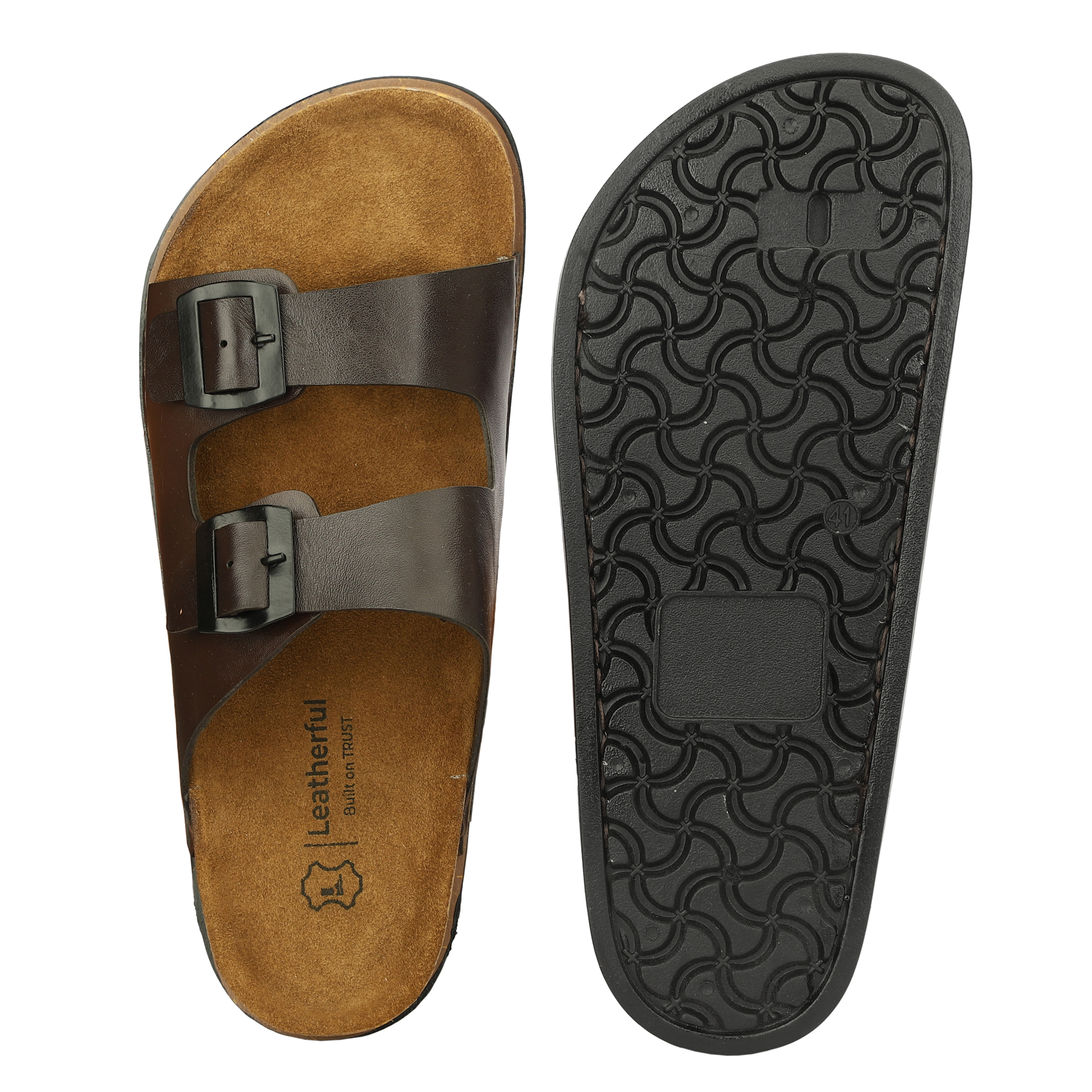 Leatherful Men's premium leather slipper | Genuine Leather upper | Suede Leather Insole | PU sole | Stylish flip flop for men | Birkenstock - Image 12