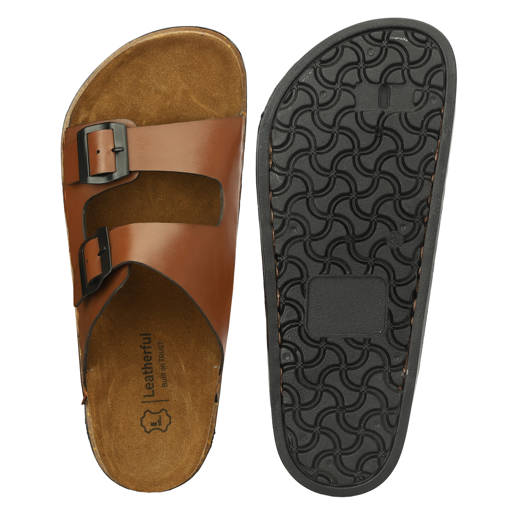 Leatherful Men's premium leather slipper | Genuine Leather upper | Suede Leather Insole | PU sole | Stylish flip flop for men | Birkenstock - Image 18