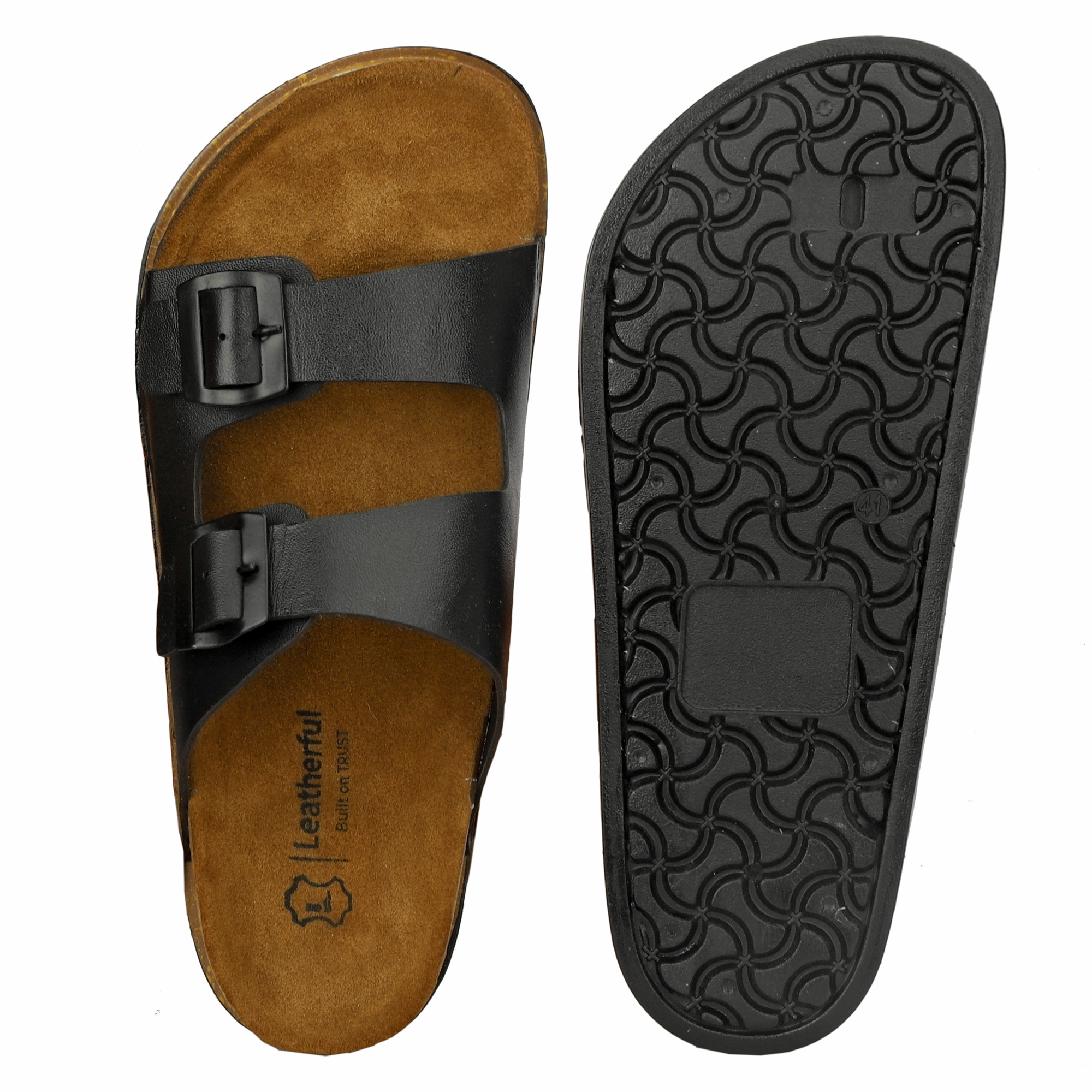 Leatherful Men's premium leather slipper | Genuine Leather upper | Suede Leather Insole | PU sole | Stylish flip flop for men | Birkenstock - Image 24