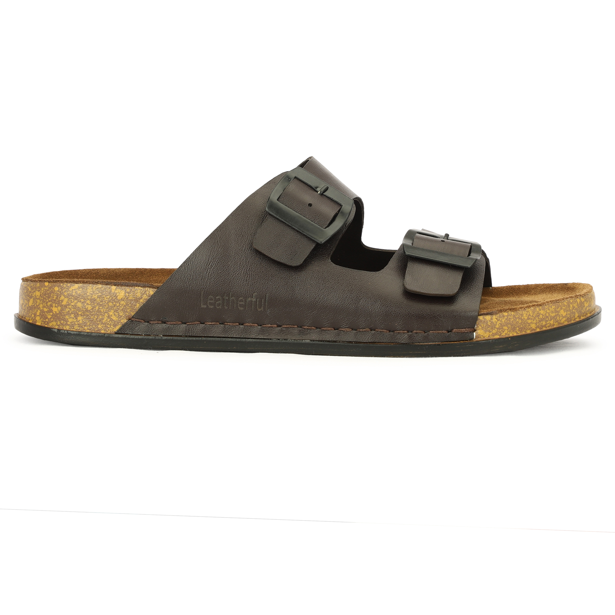 Leatherful Men's premium leather slipper | Genuine Leather upper | Suede Leather Insole | PU sole | Stylish flip flop for men | Birkenstock - Image 13