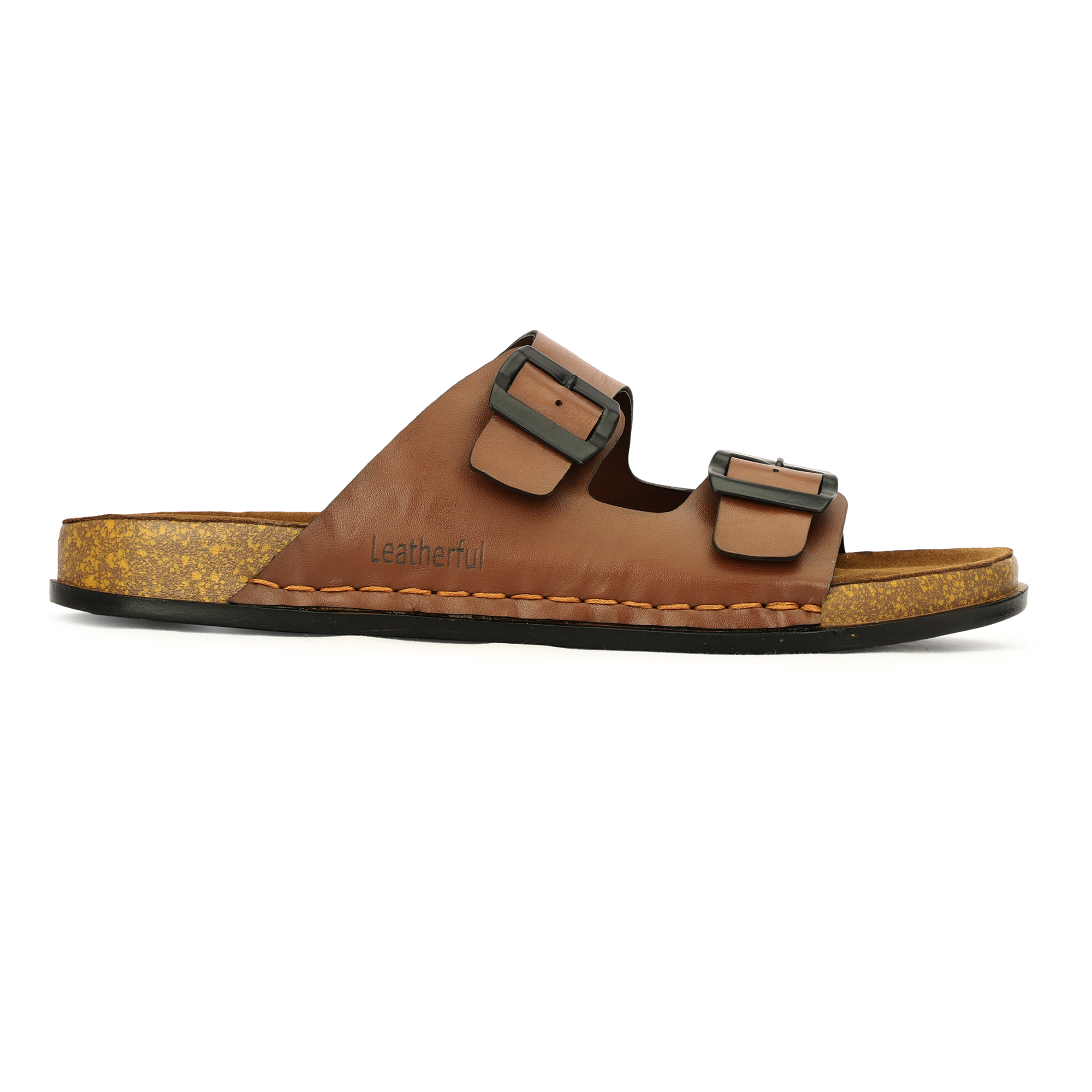 Leatherful Men's premium leather slipper | Genuine Leather upper | Suede Leather Insole | PU sole | Stylish flip flop for men | Birkenstock - Image 19