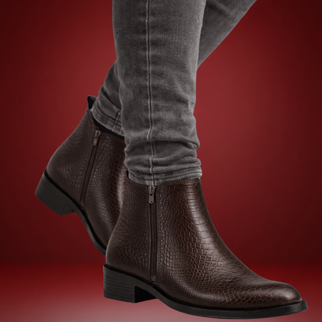 Men's Chelsea Boots with Zipper closure | Croc Textured Leather | Cuban Heel | Italian Design | TPR Sole | Cushioned Insole - Image 3