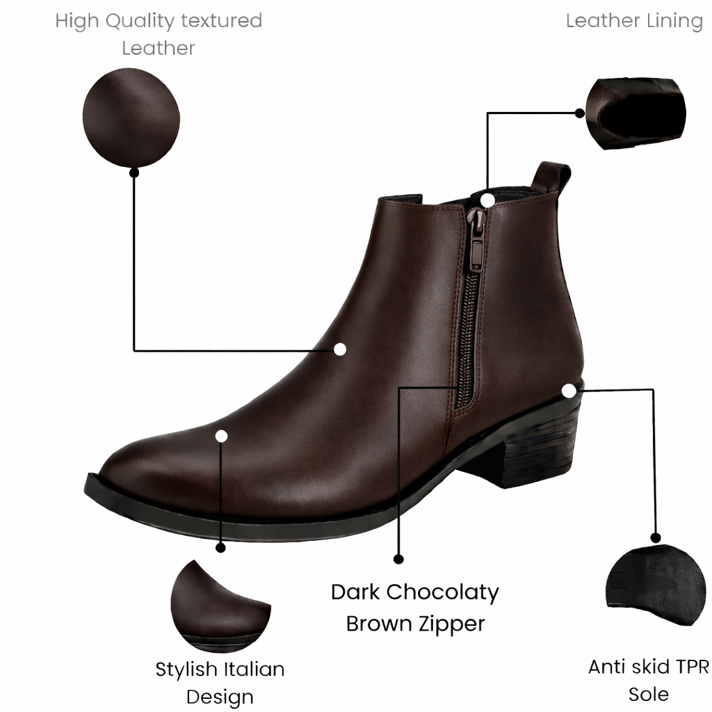 Men's Chelsea Boots with Zipper closure | Croc Textured Leather | Cuban Heel | Italian Design | TPR Sole | Cushioned Insole - Image 11