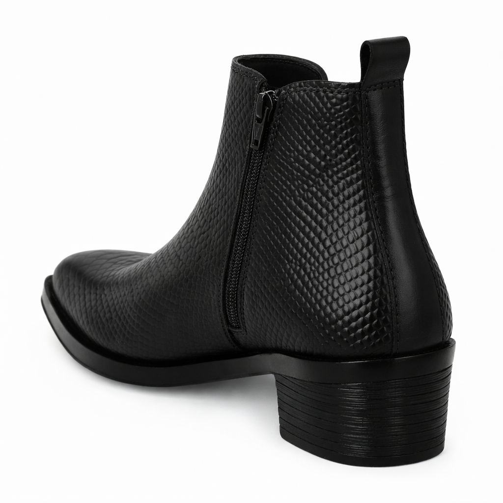 Men's Chelsea Boots with Zipper closure | Croc Textured Leather | Cuban Heel | Italian Design | TPR Sole | Cushioned Insole - Image 20