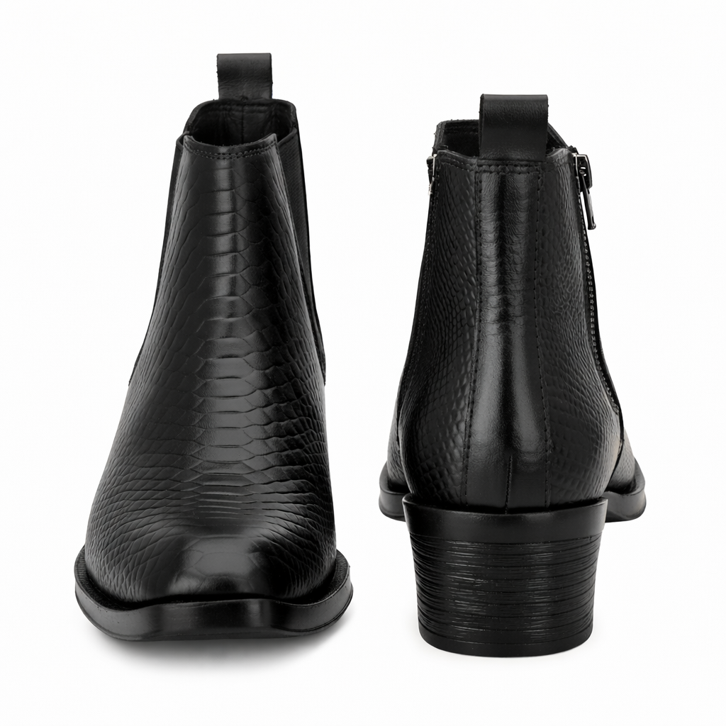 Men's Chelsea Boots with Zipper closure | Croc Textured Leather | Cuban Heel | Italian Design | TPR Sole | Cushioned Insole - Image 21